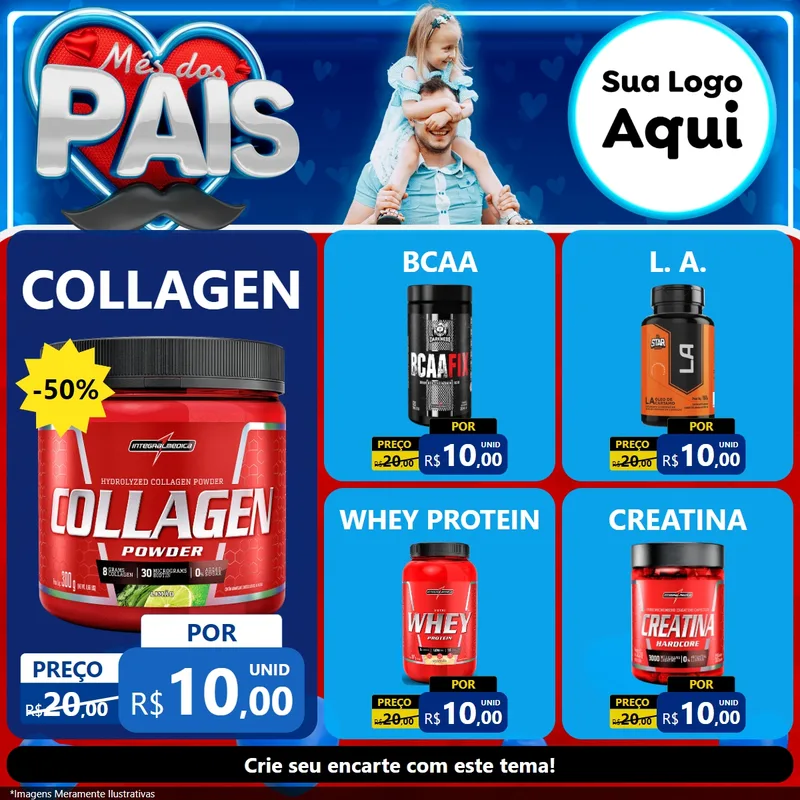 Modelo de Rede Social para Feed Facebook com o tema Mês Dos Pais para Suplementos alimentares