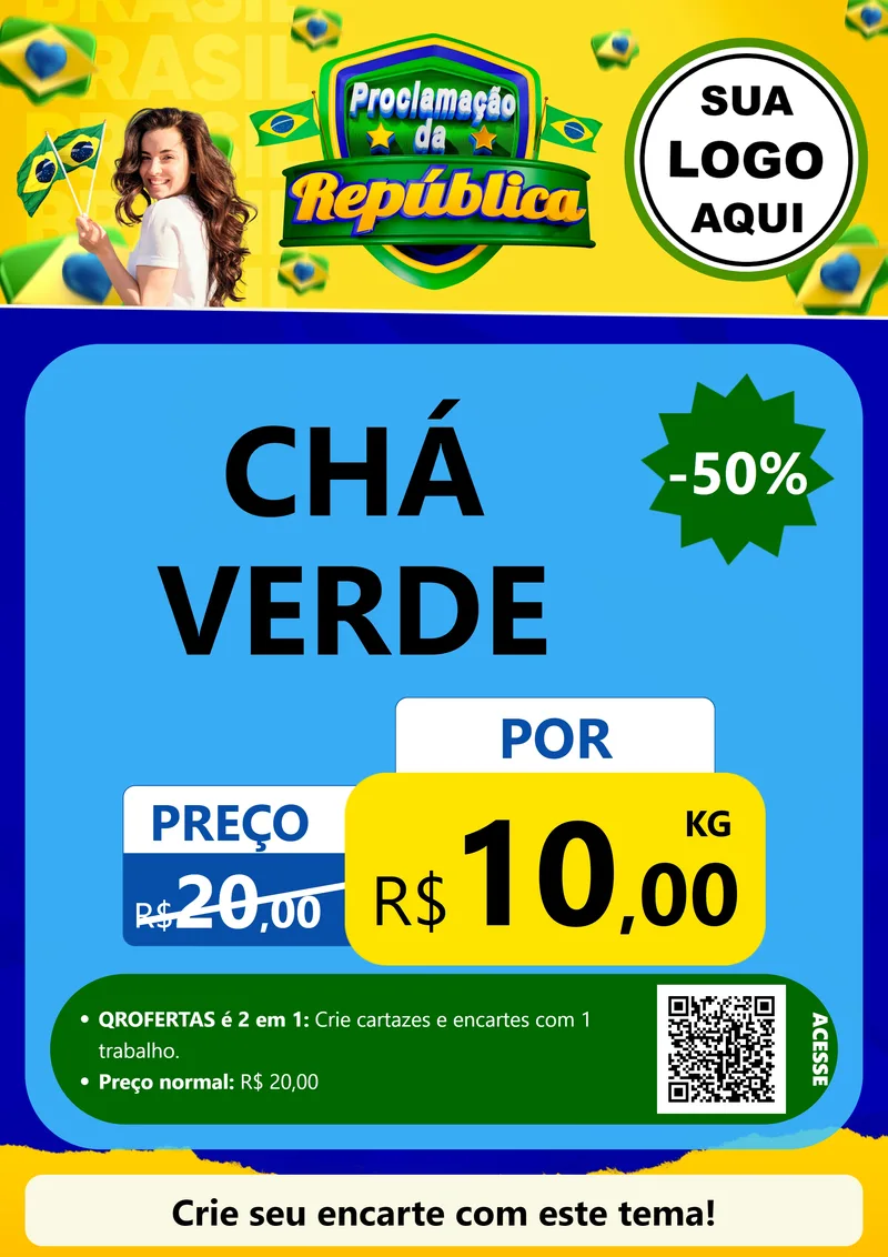 Modelo de Cartaz para Cartaz A4 Vertical com o tema Proclamação da República para Produtos Naturais