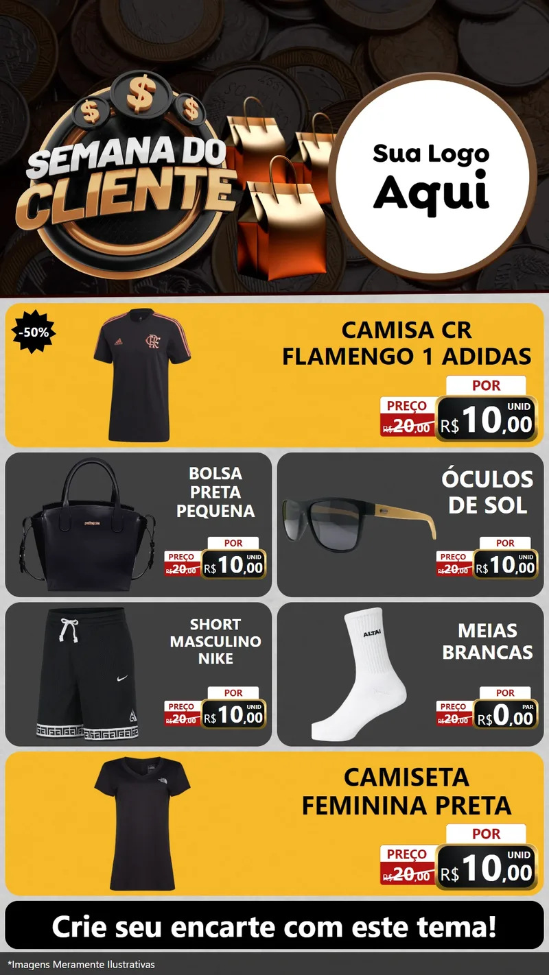 Modelo de TV para TV Vertical com o tema Semana do Cliente para Roupas e acessórios