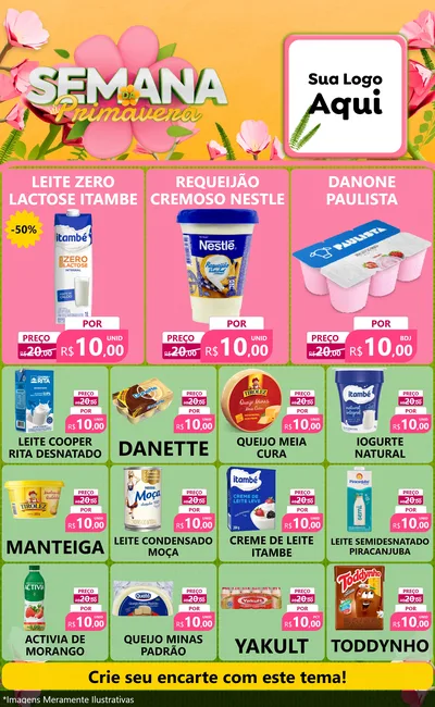 Modelo de Encarte para Encarte Grande com o tema Semana da Primavera para Frios e Laticínios