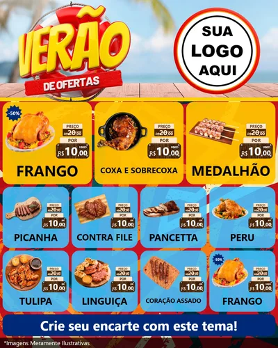 Modelo de Rede Social para Feed Instagram com o tema Verão de Ofertas para Assados