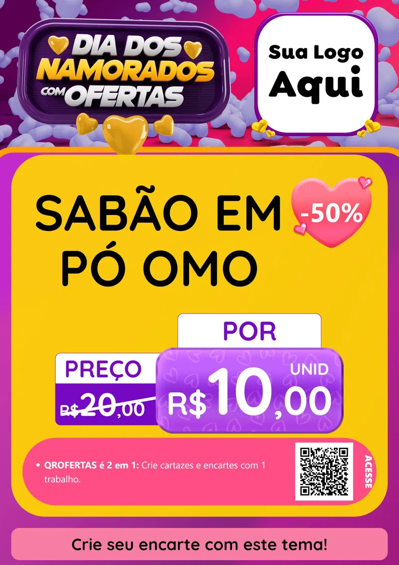Modelo de Cartaz para Cartaz A4 Vertical com o tema Dia Dos Namorados Com Ofertas para Produtos de Limpeza
