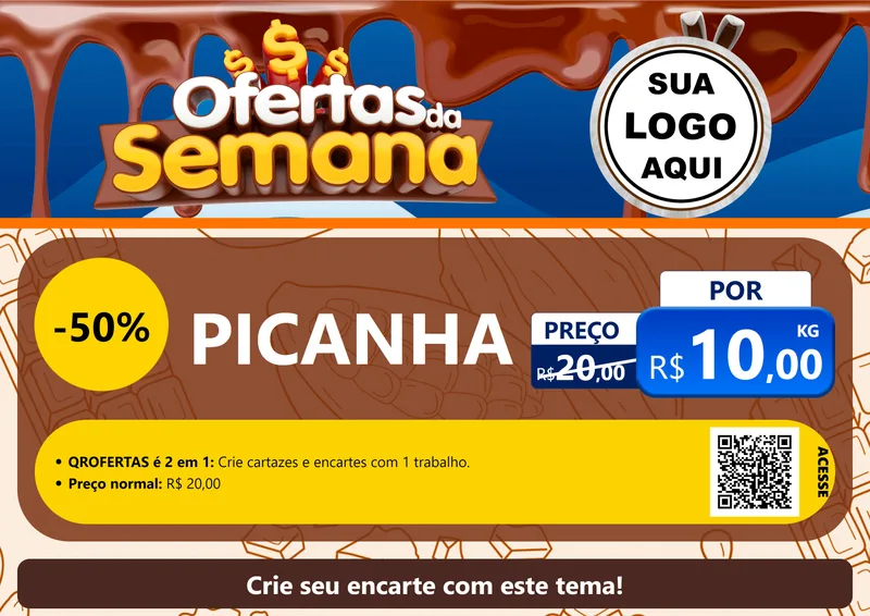 Modelo de Cartaz para Cartaz A4 Horizontal com o tema Ofertas da Semana - Páscoa para Açougue