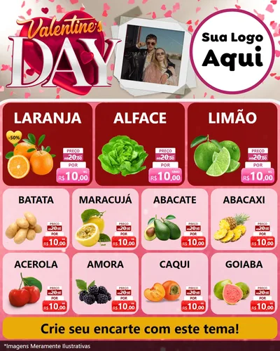 Modelo de Rede Social para Feed Instagram com o tema Valentine's Day para Hortifrúti