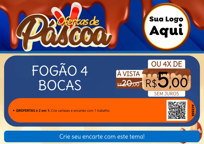 Modelo de Cartaz para Cartaz A4 Horizontal com o tema Ofertas de Páscoa para Móveis e Eletro
