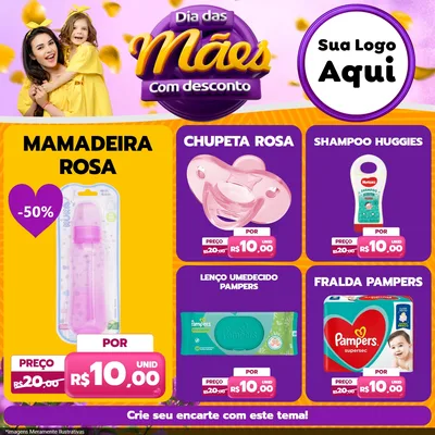 Modelo de Rede Social para Feed Facebook com o tema Dia das Mães com Desconto para Bebês