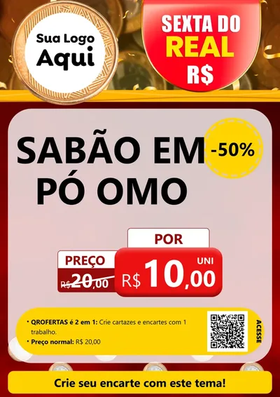 Modelo de Cartaz para Cartaz A4 Vertical com o tema Sexta do Real para Produtos de Limpeza