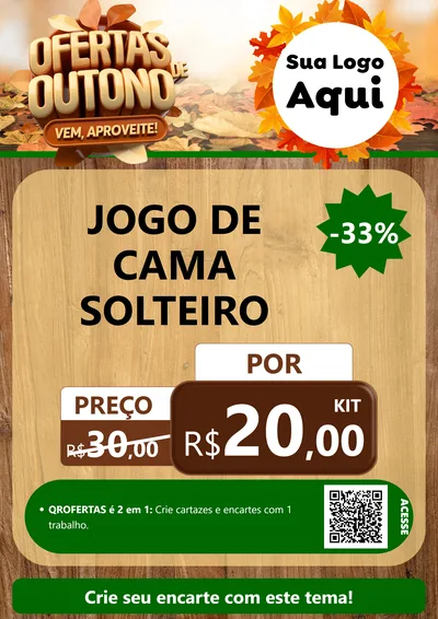 Modelo de Cartaz para Cartaz A4 Vertical com o tema Ofertas de Outono - Vem, Aproveite! para Cama, Mesa e Banho
