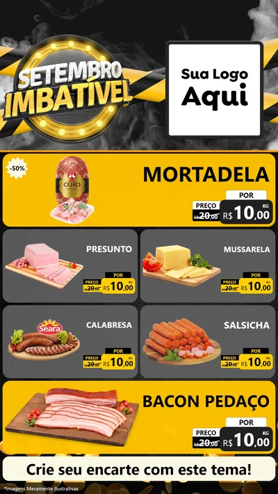 Modelo de TV para TV Vertical com o tema Setembro Imbatível para Frios e Laticínios