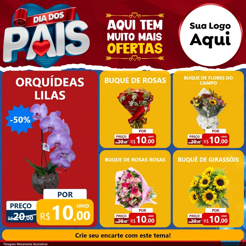 Modelo de Rede Social para Feed Facebook com o tema Dia dos Pais para Floricultura e jardim