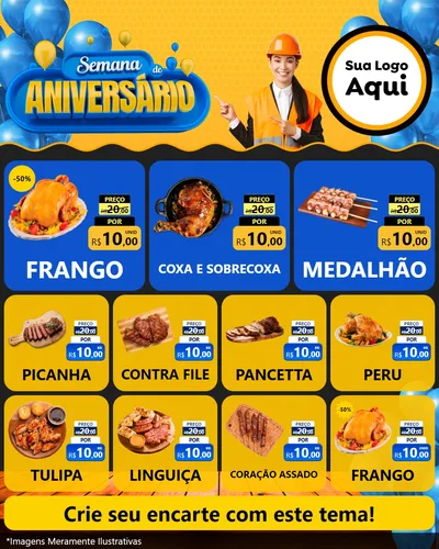 Modelo de Rede Social para Feed Instagram com o tema Semana de Aniversário para Assados