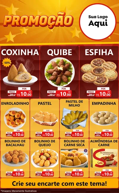 Modelo de Encarte para Encarte Grande com o tema Promoção para Salgadaria