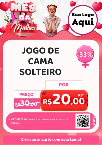Modelo de Cartaz para Cartaz A4 Vertical com o tema Mês da Mulher para Cama, Mesa e Banho