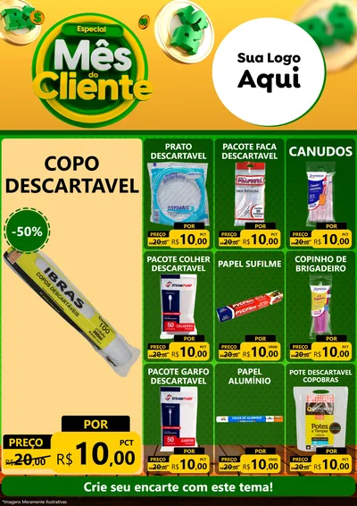 Modelo de Encarte para Encarte A4 Vertical com o tema Especial Mês do Cliente para Embalagens