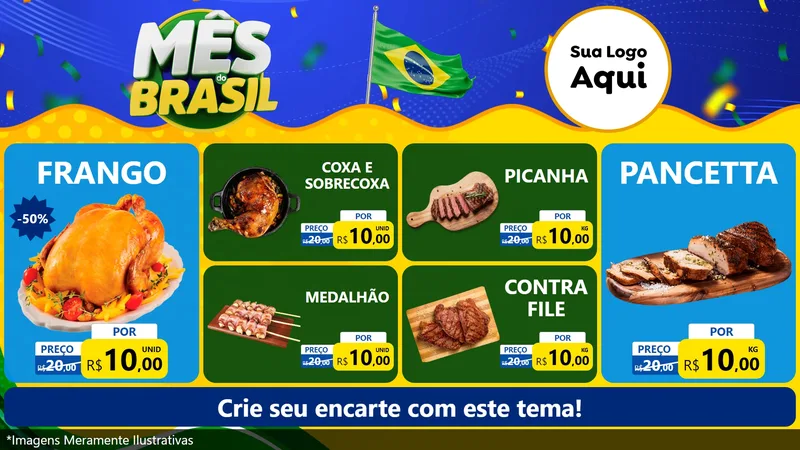 Modelo de TV para TV Horizontal com o tema Mês do Brasil para Assados