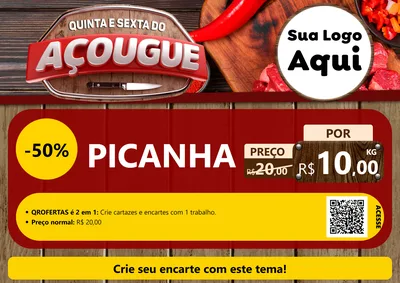Modelo de Cartaz para Cartaz A4 Horizontal com o tema Quinta e Sexta do Açougue para Açougue