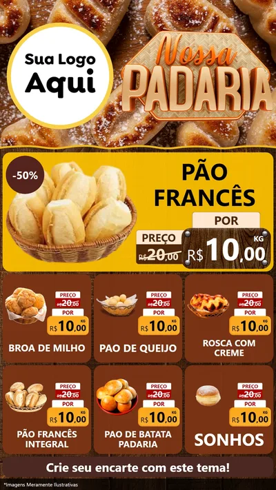 Modelo de Rede Social para Stories com o tema Nossa Padaria para Padaria