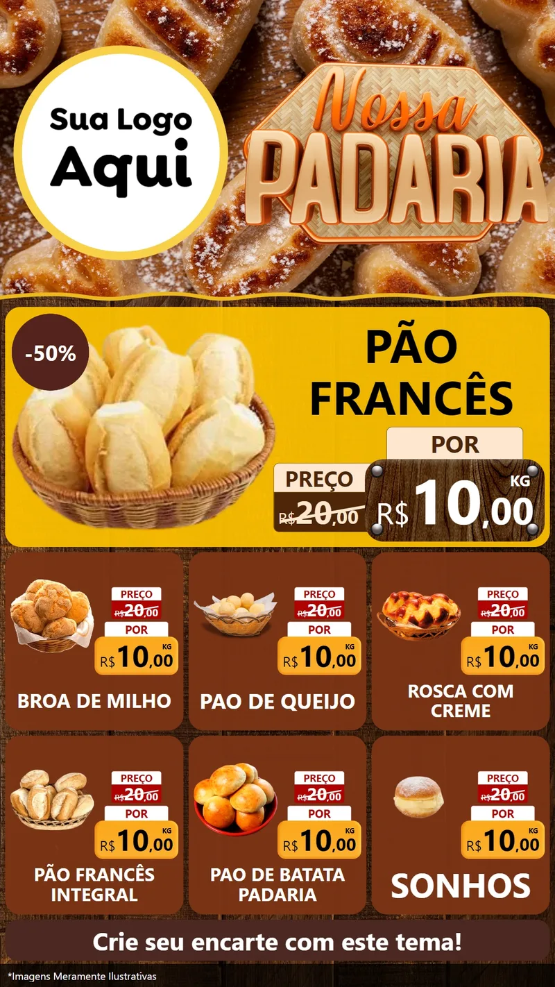 Modelo de Rede Social para Stories com o tema Nossa Padaria para Padaria
