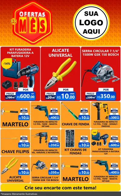 Modelo de Encarte para Encarte Grande com o tema Ofertas do Mês para Maquinas e Ferramentas