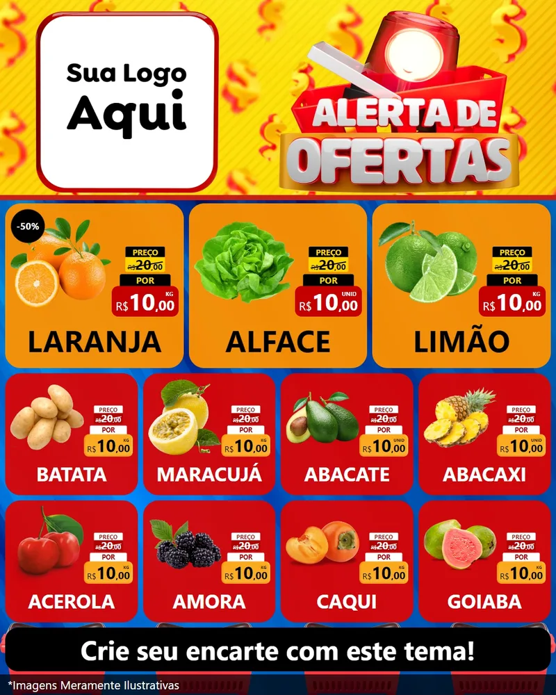 Modelo de Rede Social para Feed Instagram com o tema Alerta de Ofertas para Hortifrúti