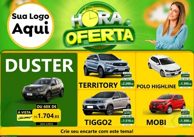Modelo de Encarte para Encarte A4 Horizontal com o tema Hora da Oferta para Concessionaria de Carros