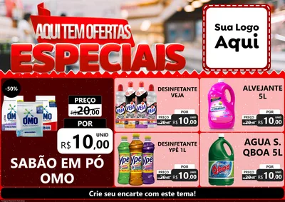 Modelo de Encarte para Encarte A4 Horizontal com o tema Aqui Tem Ofertas Especiais para Produtos de Limpeza