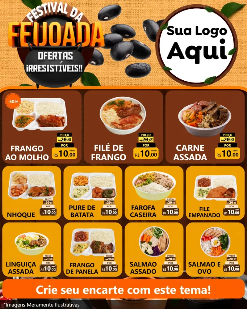 Modelo de Rede Social para Feed Instagram com o tema Festival da Feijoada para Restaurante