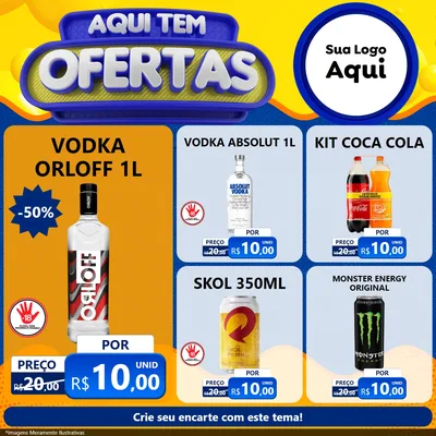 Modelo de Rede Social para Feed Facebook com o tema Aqui Tem Ofertas para Distribuidora de bebidas