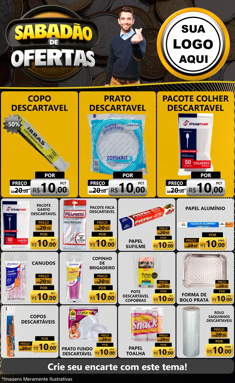 Modelo de Encarte para Encarte Grande com o tema Sabadão de Ofertas para Embalagens