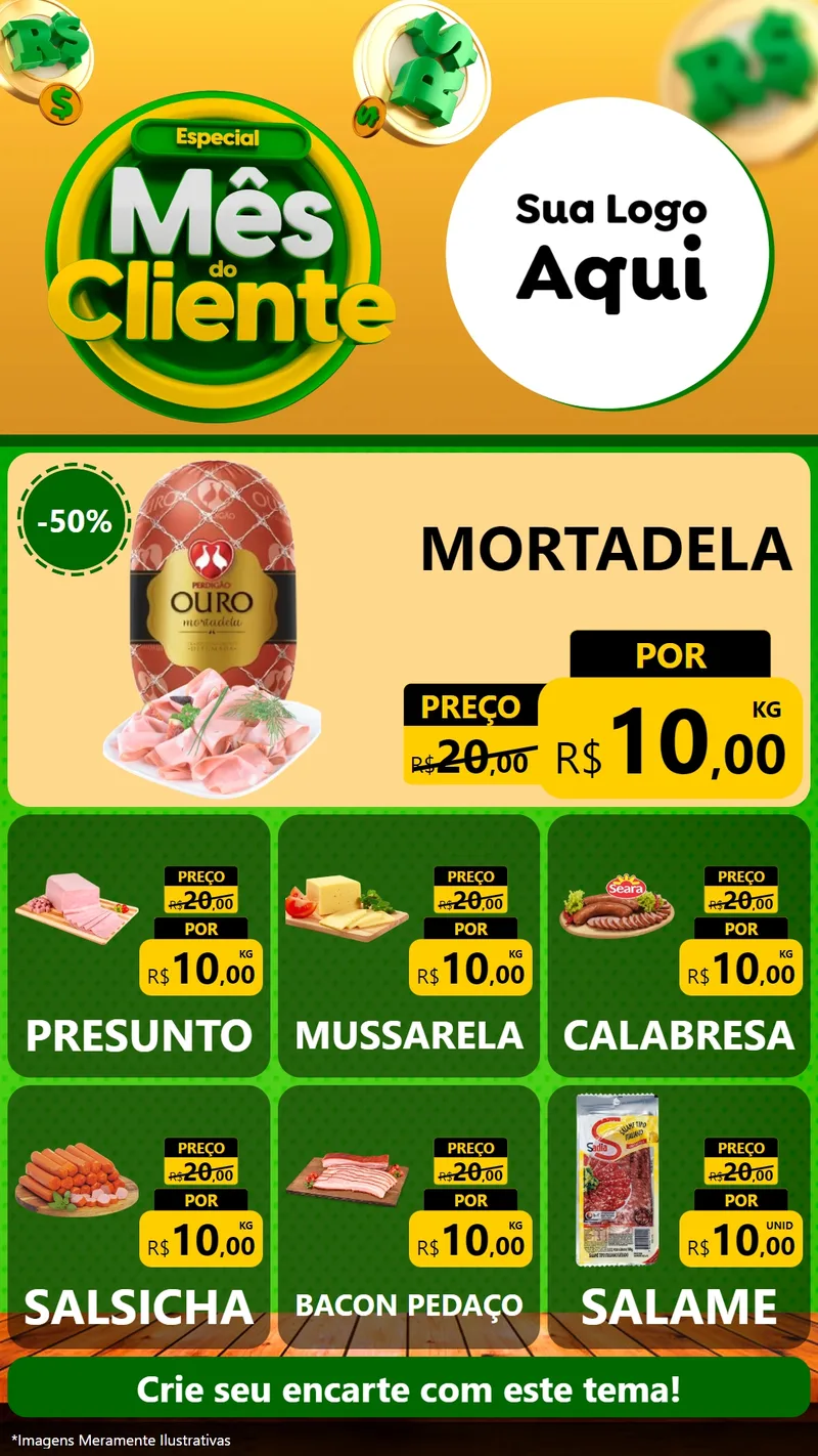 Modelo de Rede Social para Stories com o tema Especial Mês do Cliente para Frios e Laticínios
