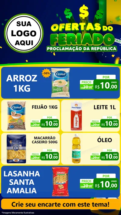 Modelo de TV para TV Vertical com o tema Ofertas do Feriado - Proclamação da República para Supermercado