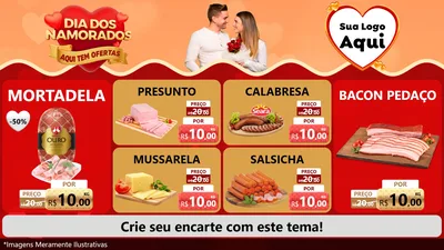Modelo de TV para TV Horizontal com o tema Dia dos Namorados - Aqui Tem Ofertas para Frios e Laticínios