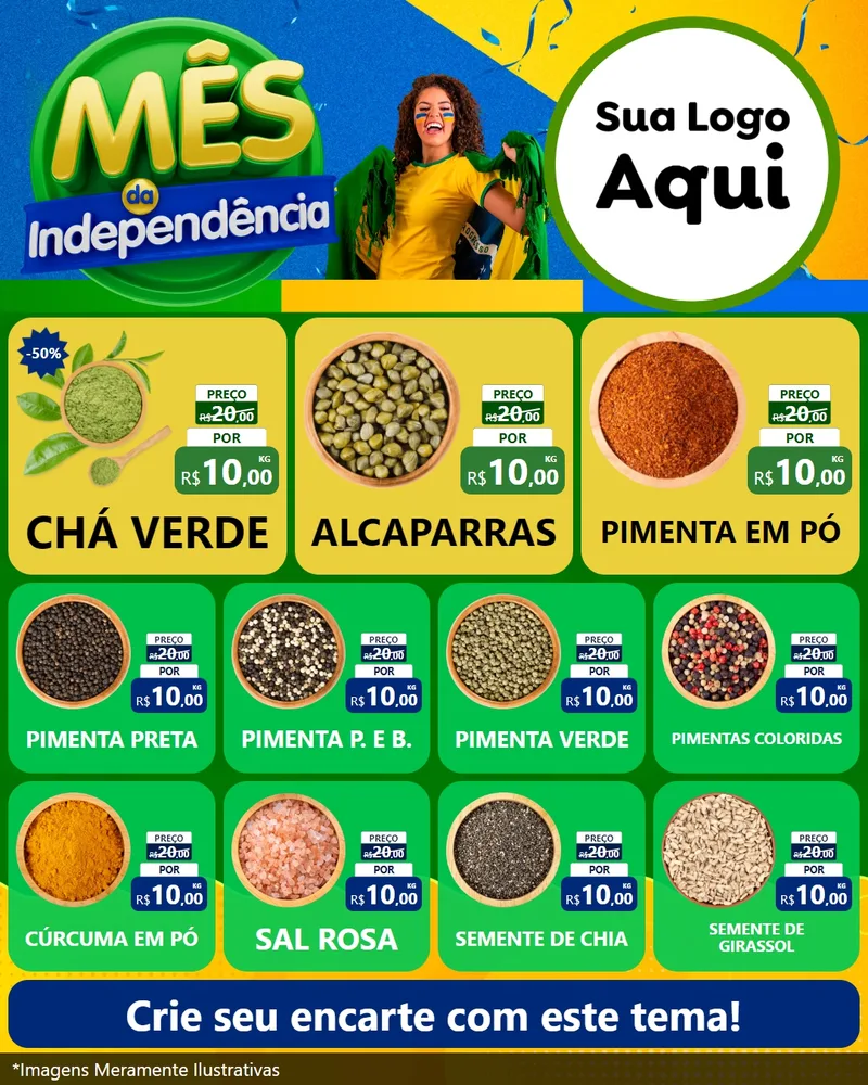 Modelo de Rede Social para Feed Instagram com o tema Mês da Independência para Produtos Naturais