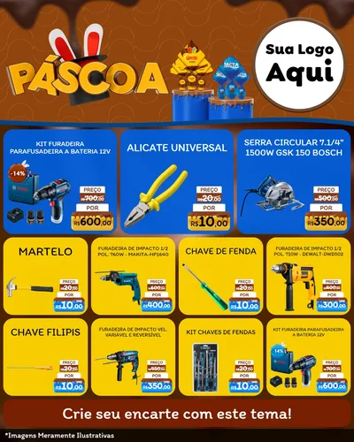 Modelo de Rede Social para Feed Instagram com o tema Páscoa para Maquinas e Ferramentas