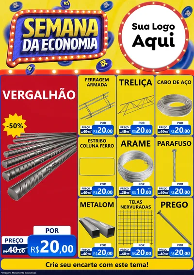 Modelo de Encarte para Encarte A4 Vertical com o tema Semana da Economia para Ferragens