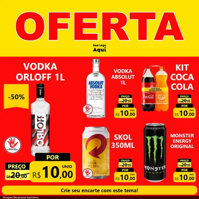 Modelo de Rede Social para Feed Facebook com o tema OFERTA - Vermelho Cartaz para Distribuidora de bebidas