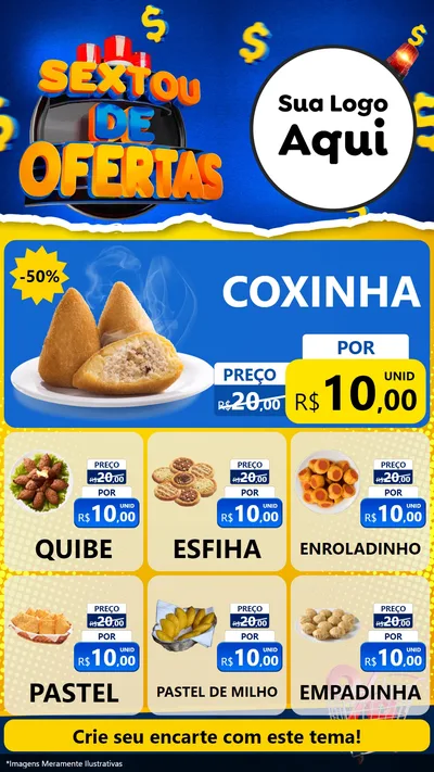 Modelo de Rede Social para Stories com o tema Sextou de Ofertas para Salgadaria