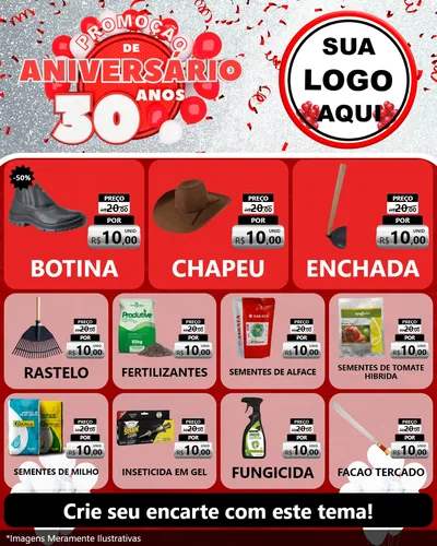 Modelo de Rede Social para Feed Instagram com o tema Promoção de Aniversário - 30 Anos para Agropecuária