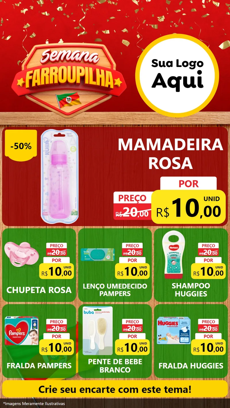 Modelo de Rede Social para Stories com o tema Semana Farroupilha para Bebês