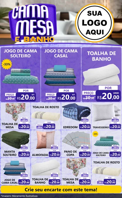 Modelo de Encarte para Encarte Grande com o tema Cama , Mesa e Banho para Cama, Mesa e Banho