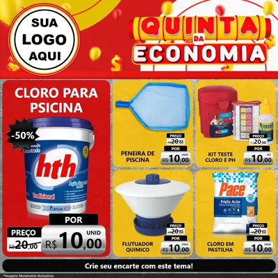 Modelo de Rede Social para Feed Facebook com o tema Quinta da Economia para Produtos para Piscina