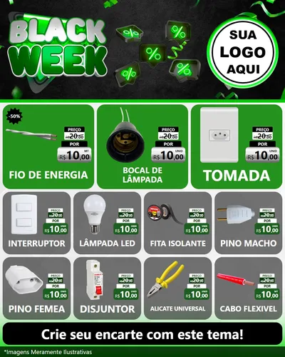 Modelo de Rede Social para Feed Instagram com o tema Black Week para Materiais Elétricos