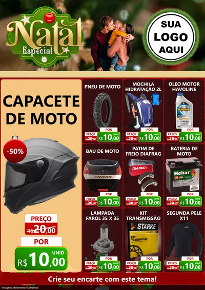 Modelo de Encarte para Encarte A4 Vertical com o tema Natal Especial para Moto peças