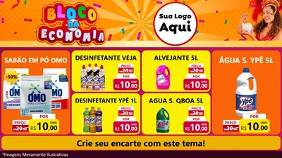 Modelo de TV para TV Horizontal com o tema Bloco da Economia para Produtos de Limpeza