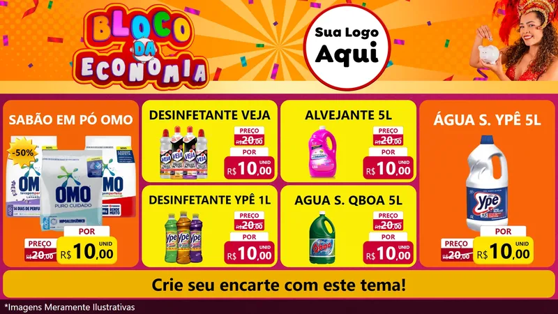 Modelo de TV para TV Horizontal com o tema Bloco da Economia para Produtos de Limpeza