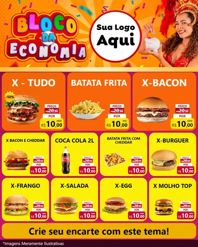Modelo de Rede Social para Feed Instagram com o tema Bloco da Economia para Hamburgueria