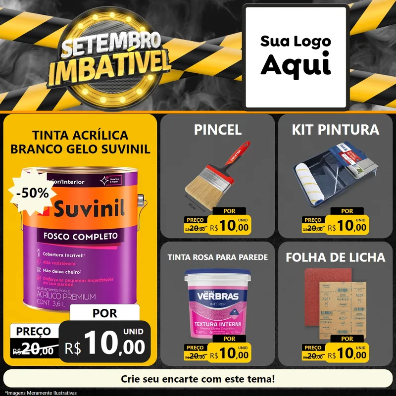 Modelo de Rede Social para Feed Facebook com o tema Setembro Imbatível para Tintas e Ferramentas