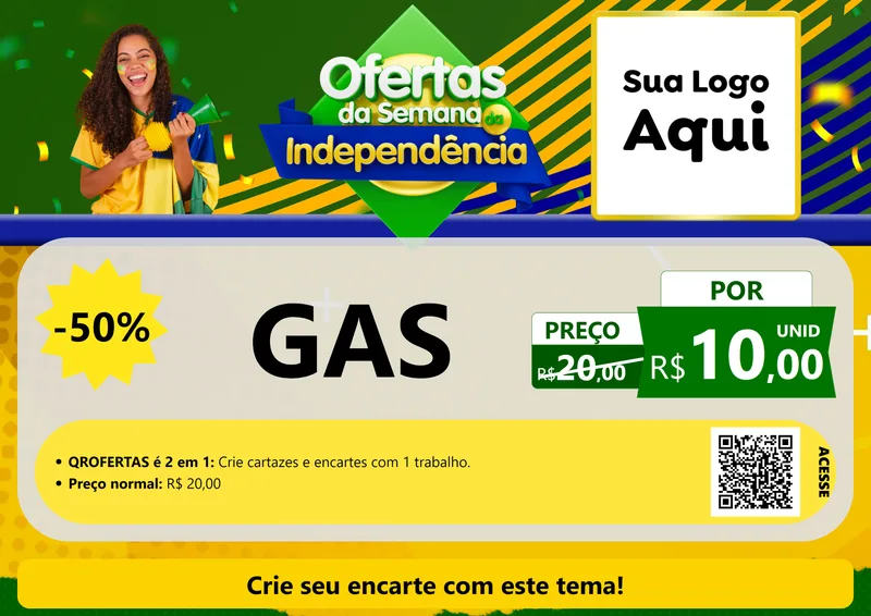 Modelo de Cartaz para Cartaz A4 Horizontal com o tema Ofertas da Semana da Independência para Água e gás