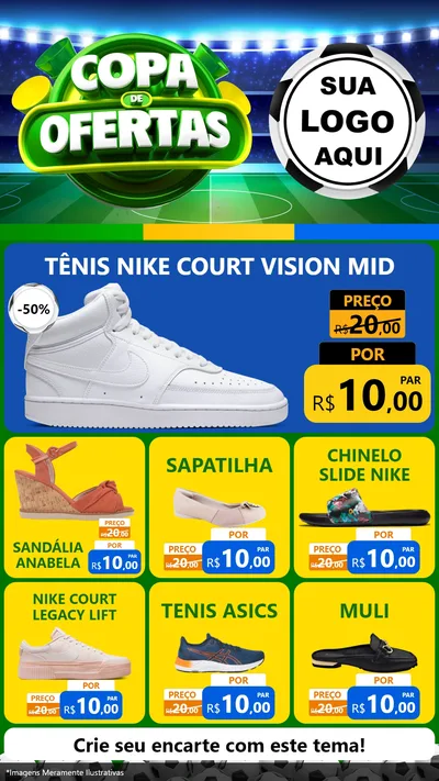 Modelo de Rede Social para Stories com o tema Copa de Ofertas para Calçados