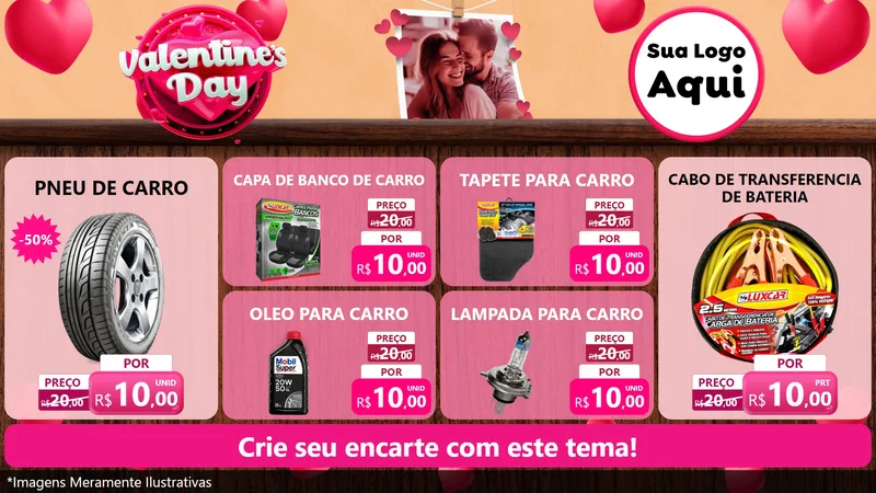 Modelo de TV para TV Horizontal com o tema Valentine's Day para Auto peças